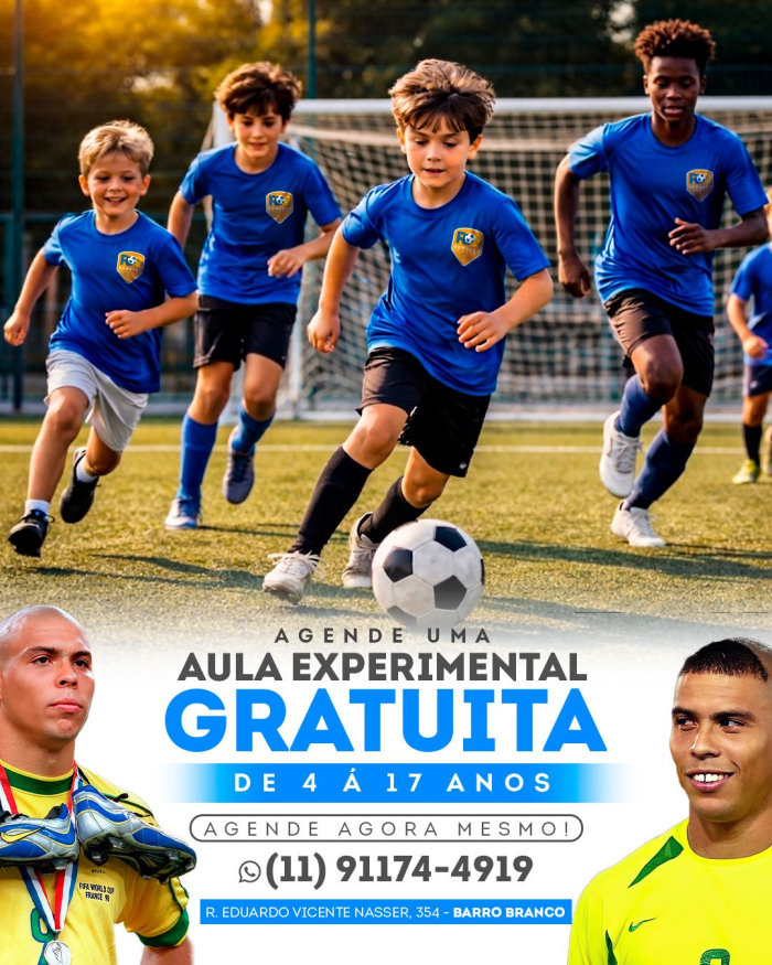Aula experimental gratuita de futebol em Tucuruvi para crianças de 4 a 17 anos