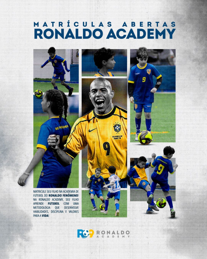 Matrículas abertas na Ronaldo Academy Tucuruvi para crianças de 4 a 17 anos