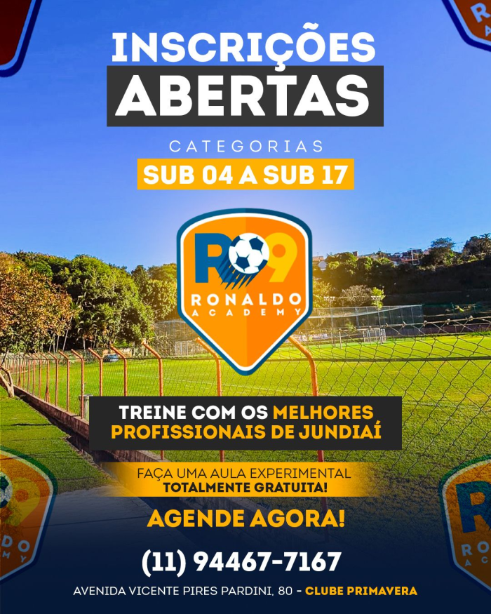 Matrículas abertas para futebol infantil em Jundiaí