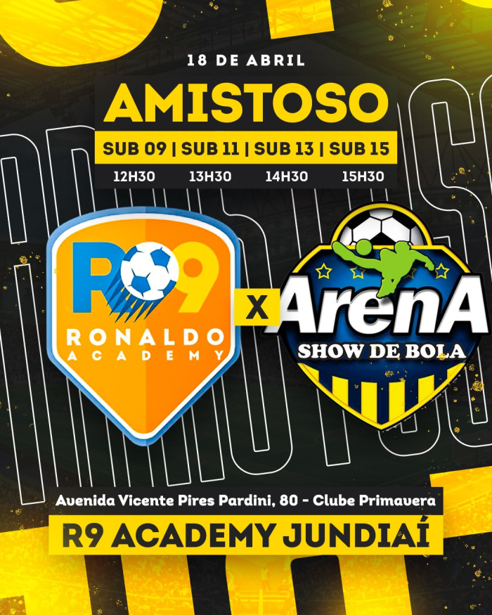 Amistoso de futebol infantil em Jundiaí na Ronaldo Academy