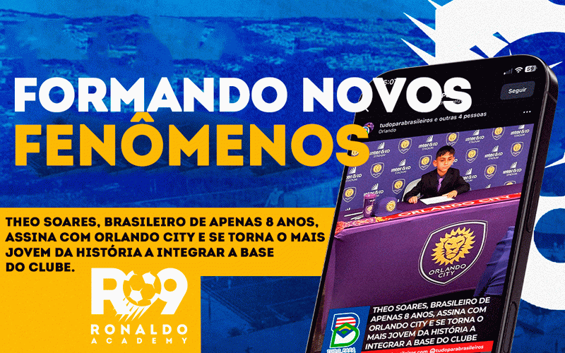 Theo Soares, 8 anos, assina com Orlando City pela metodologia Be Phenomenal